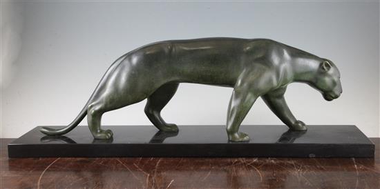 Mathias Gonzales. An Art Deco patinated bronze model of a panther, 31in.